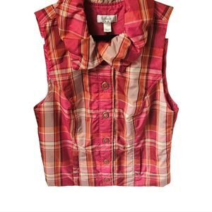 CJ.BANKS Plus Size Sleeveless Multi- color Ruffle Collar Vest Jacket.